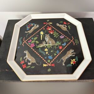 Lynn Chase Jaguar Jungle Octagonal Serving Tray Wildlife Leopard Art